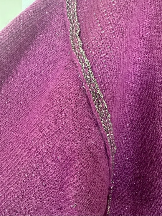 easel Magenta Crewneck Sweater with Contrast Stitching - Picture 3 of 3